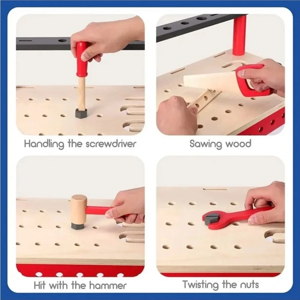 NEW (open box) WORKPRO Wooden Workbench Kit Kids Tool Bench 70PC Building Set